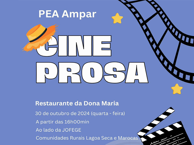 O Programa de educação ambiental coletivo AMPAR convida aos moradores do município de Pains em âmbito rural e urbano para o CINE PROSA que acontecerá nesta quarta-feira, 30 de outubro, nas regiões d...