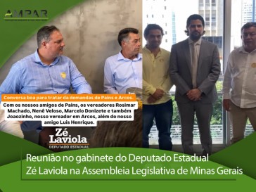 Reunião no gabinete do Deputado Estadual  Zé Laviola na Assembleia Legislativa de Minas Gerais