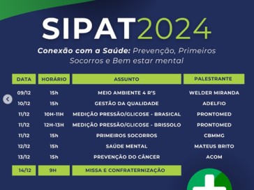 Semana SIPAT 2024 Brissolo e Brasical - Conexão com a Saúde: Prevenção, Primeiros Socorros e Bem-estar Mental